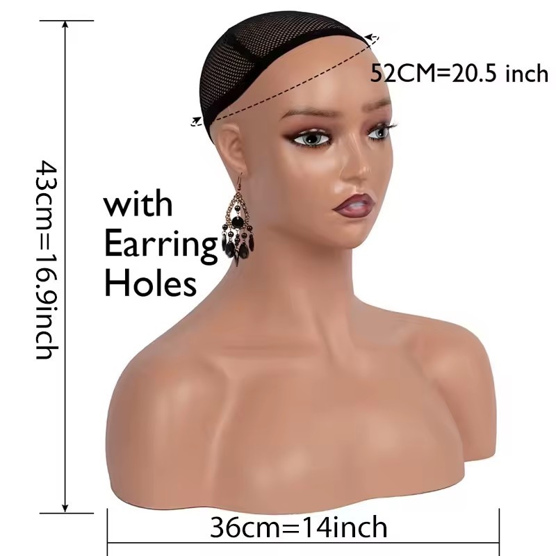 Double Shoulder Half Body Wig Head Model Display Wig Hat Prop Stand Hair Extension And Wig Display Head