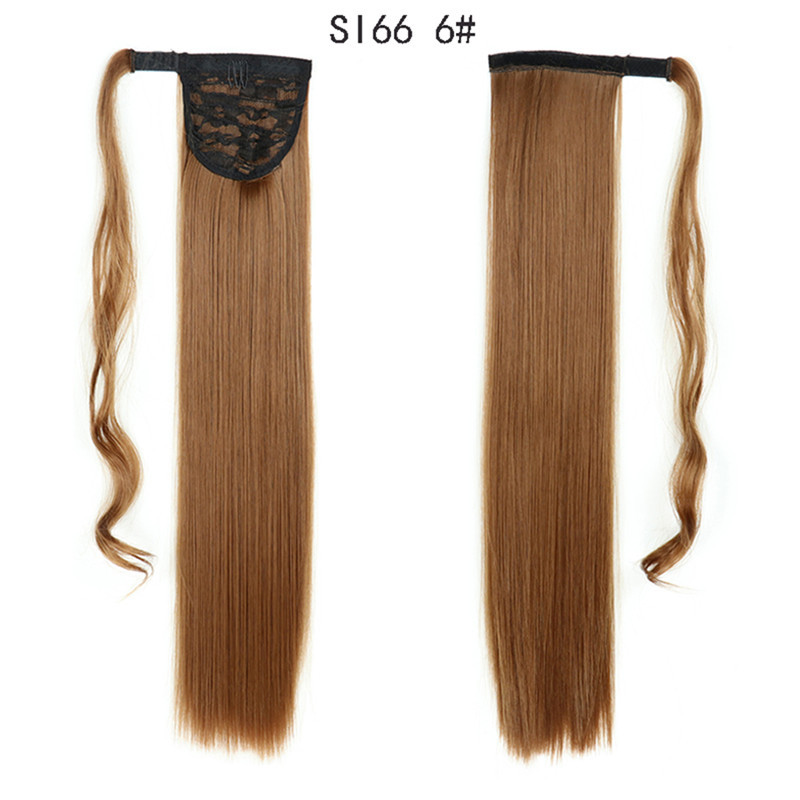 Long Straight Ponytail Hair Synthetic Extensions Heat Resistant Hair 24 Inch Wrap Around Pony Hairpiece for Women