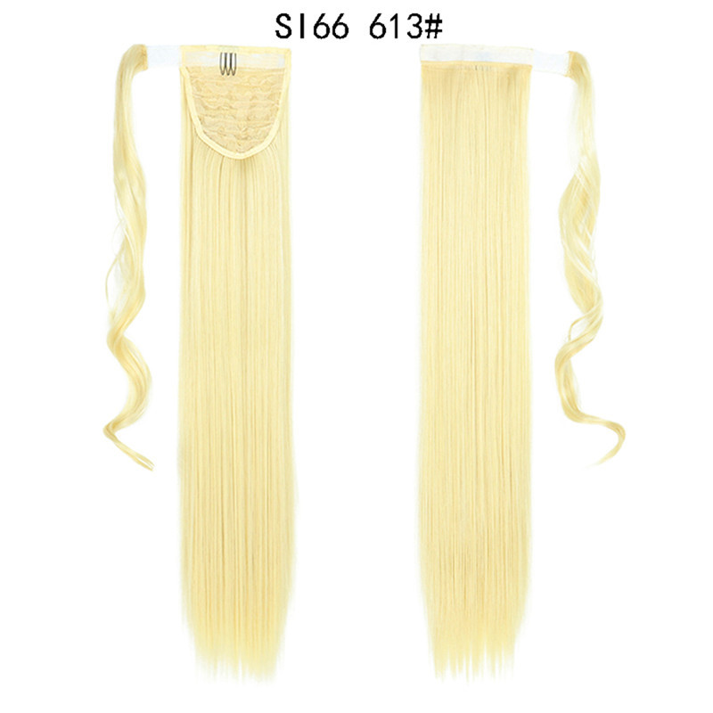 Long Straight Ponytail Hair Synthetic Extensions Heat Resistant Hair 24 Inch Wrap Around Pony Hairpiece for Women