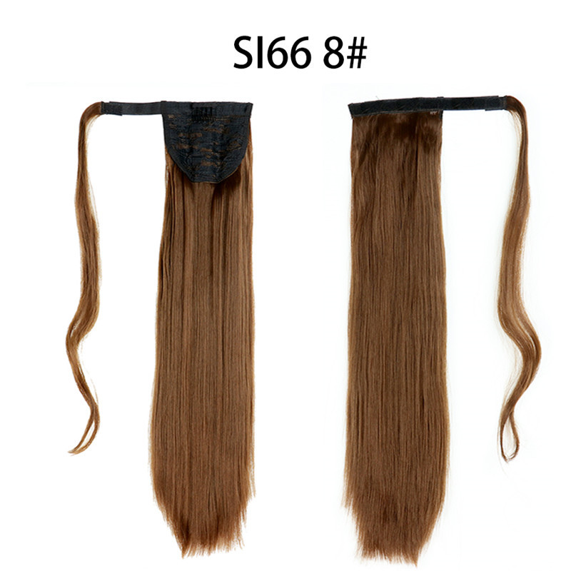 Long Straight Ponytail Hair Synthetic Extensions Heat Resistant Hair 24 Inch Wrap Around Pony Hairpiece for Women