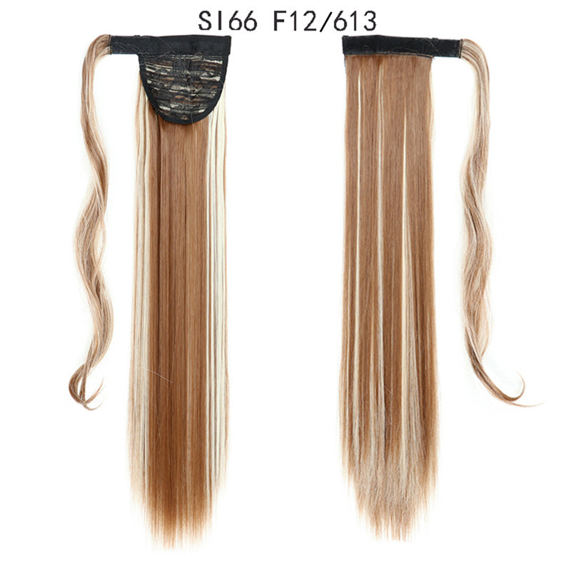 Long Straight Ponytail Hair Synthetic Extensions Heat Resistant Hair 24 Inch Wrap Around Pony Hairpiece for Women