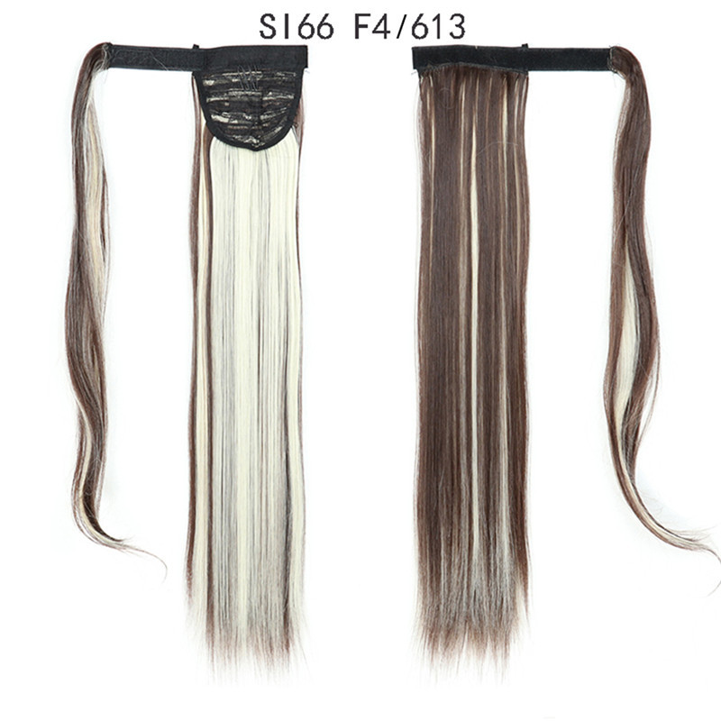 Long Straight Ponytail Hair Synthetic Extensions Heat Resistant Hair 24 Inch Wrap Around Pony Hairpiece for Women