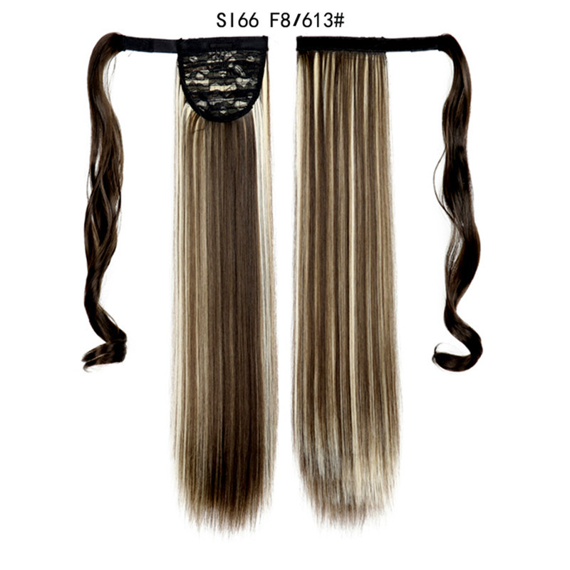 Long Straight Ponytail Hair Synthetic Extensions Heat Resistant Hair 24 Inch Wrap Around Pony Hairpiece for Women