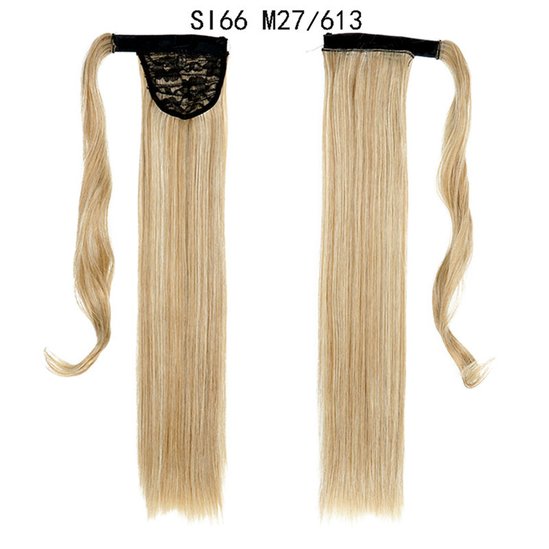 Long Straight Ponytail Hair Synthetic Extensions Heat Resistant Hair 24 Inch Wrap Around Pony Hairpiece for Women