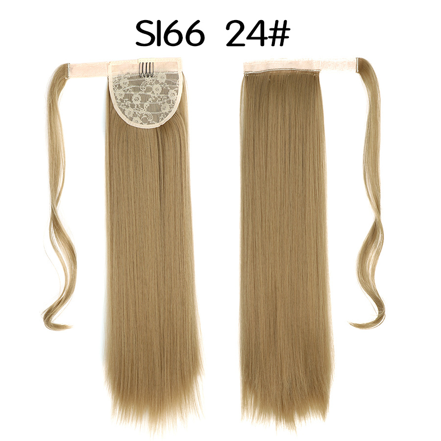 Long Straight Ponytail Hair Synthetic Extensions Heat Resistant Hair 24 Inch Wrap Around Pony Hairpiece for Women