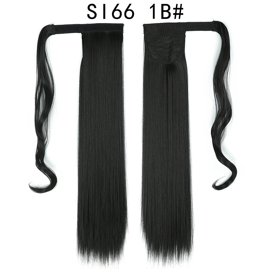 Long Straight Ponytail Hair Synthetic Extensions Heat Resistant Hair 24 Inch Wrap Around Pony Hairpiece for Women