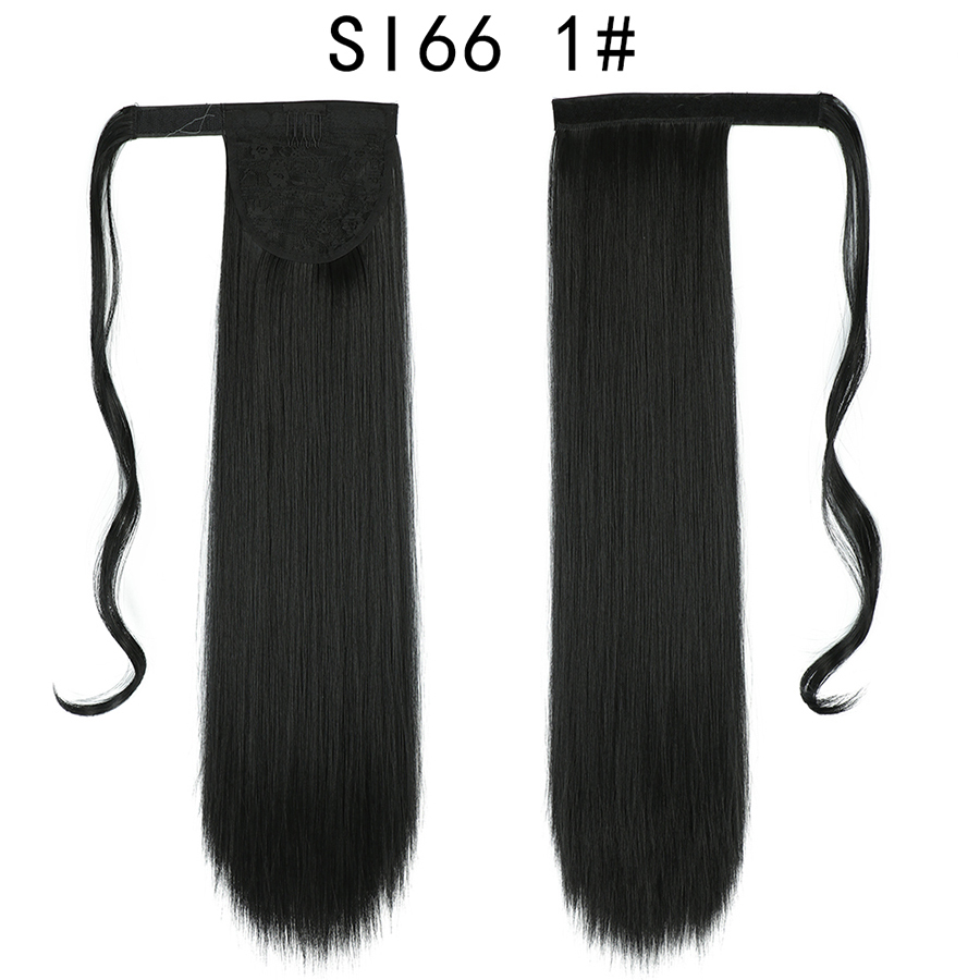 Long Straight Ponytail Hair Synthetic Extensions Heat Resistant Hair 24 Inch Wrap Around Pony Hairpiece for Women