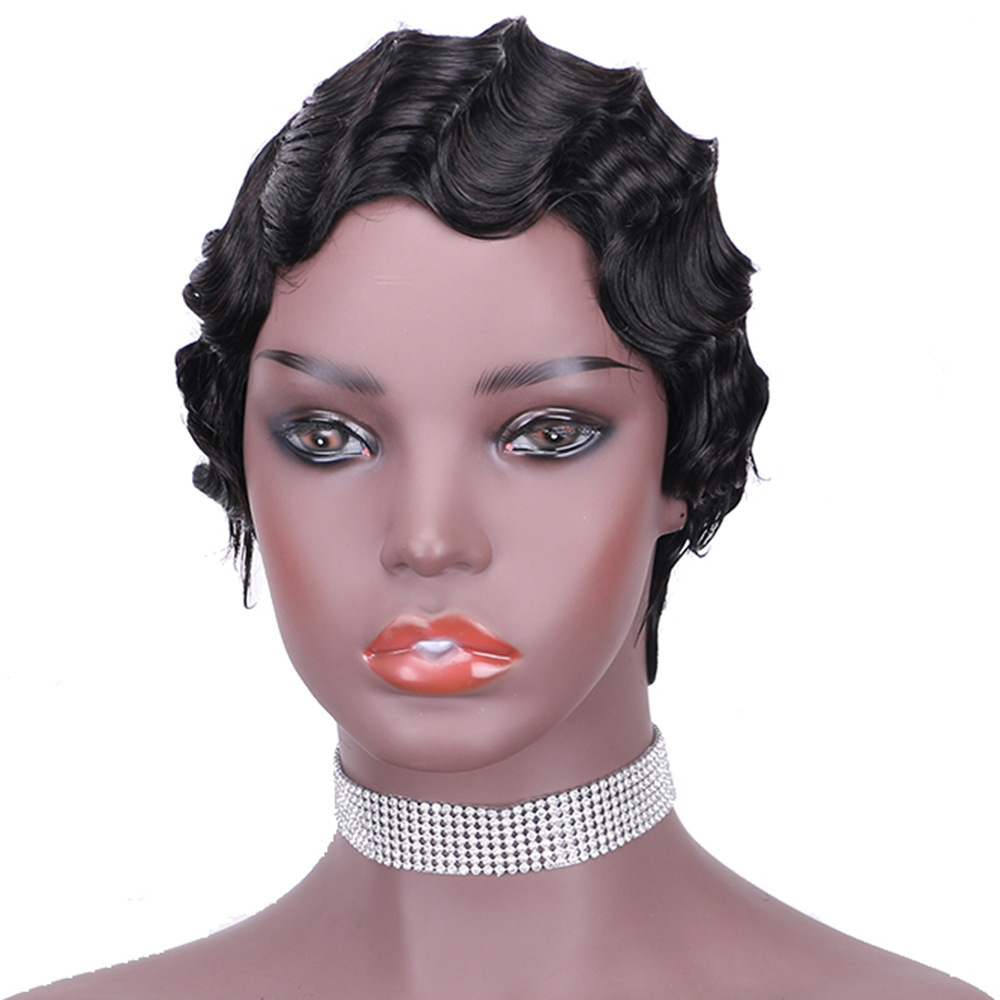 Full Machine Made Short Human Hair Wigs Pixie Cuts Straight Black Wigs Human Hair Wigs for Women