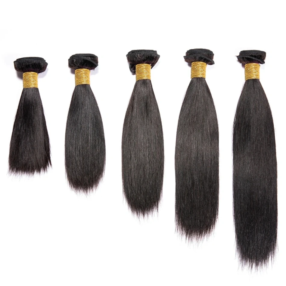 Short  Indian Remy Human Hair Bundles Natural Black For Women Bone Straight Hair Weft Extensions  Bundles