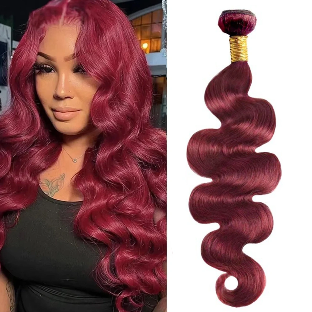 Body Wave 99J Human Hair Bundles Wine Red Bundles Burgundy  Human Hair Bundles Brazilian Unprocessed Virgin Hair Bundles