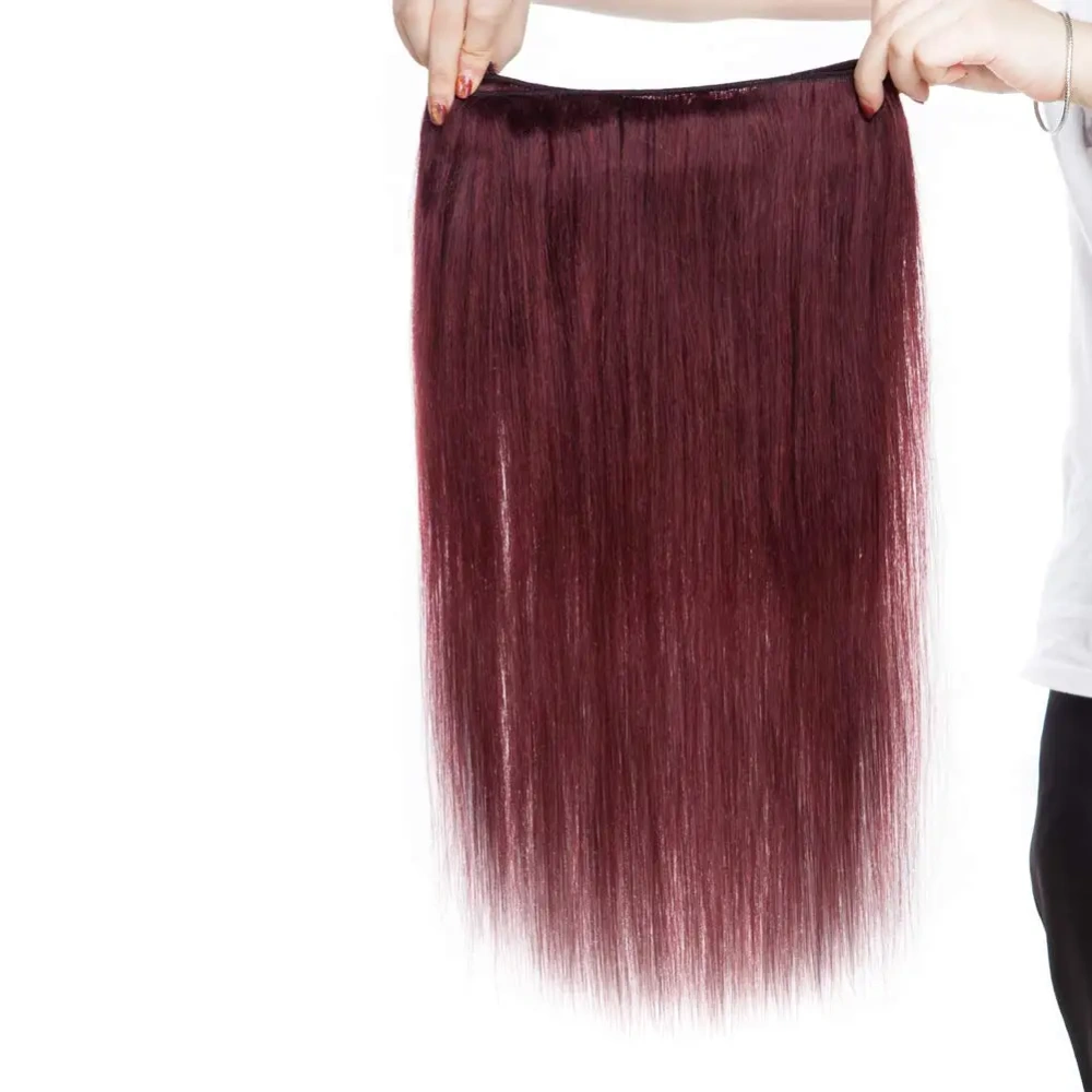 Wine Red Straight  99J Remy Human Hair Bundles 100% Human Hair  Weft 3 4 Bundles Remy Hair Weft Extension
