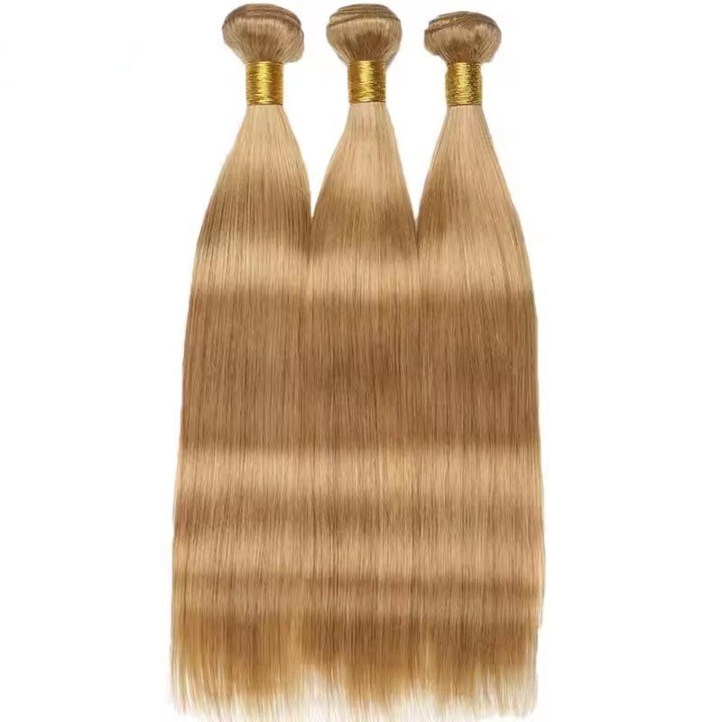 #27 Honey Blonde Bone Straight Human Hair Highlight Bundles Remy Virgin Raw Hair Weave Extensions