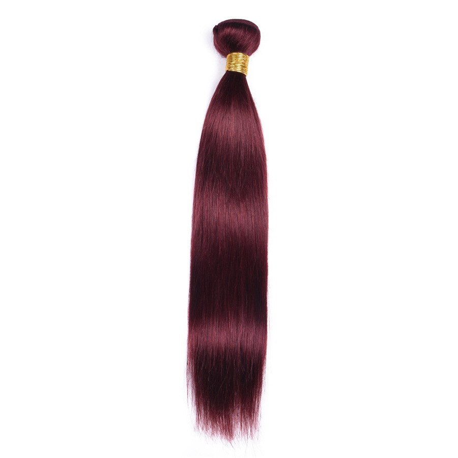 Wine Red Straight  99J Remy Human Hair Bundles 100% Human Hair  Weft 3 4 Bundles Remy Hair Weft Extension