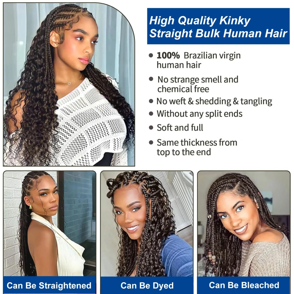 10A Natural Human Hair Deep Wave Bulk Remy  Hair 100g No Weft Human Hair Bundles Micro Human Braiding Hair