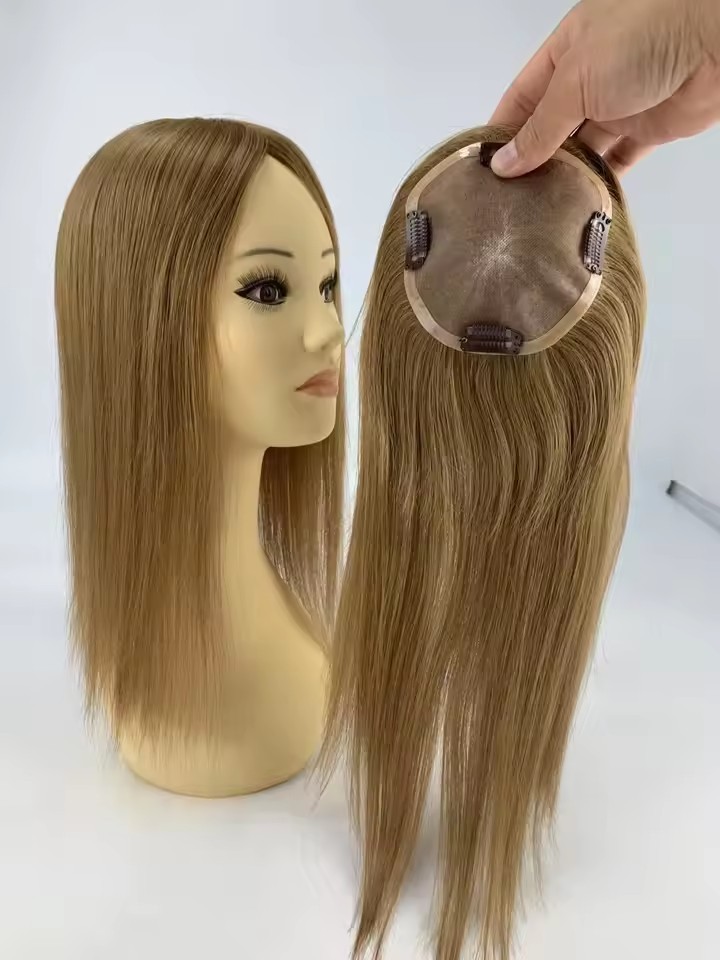 14 inch Human Hair Topper Clips Women Toupee Mono Base Virgin Human Hair 5''x5'' Monofilament Toppers For Women 14''
