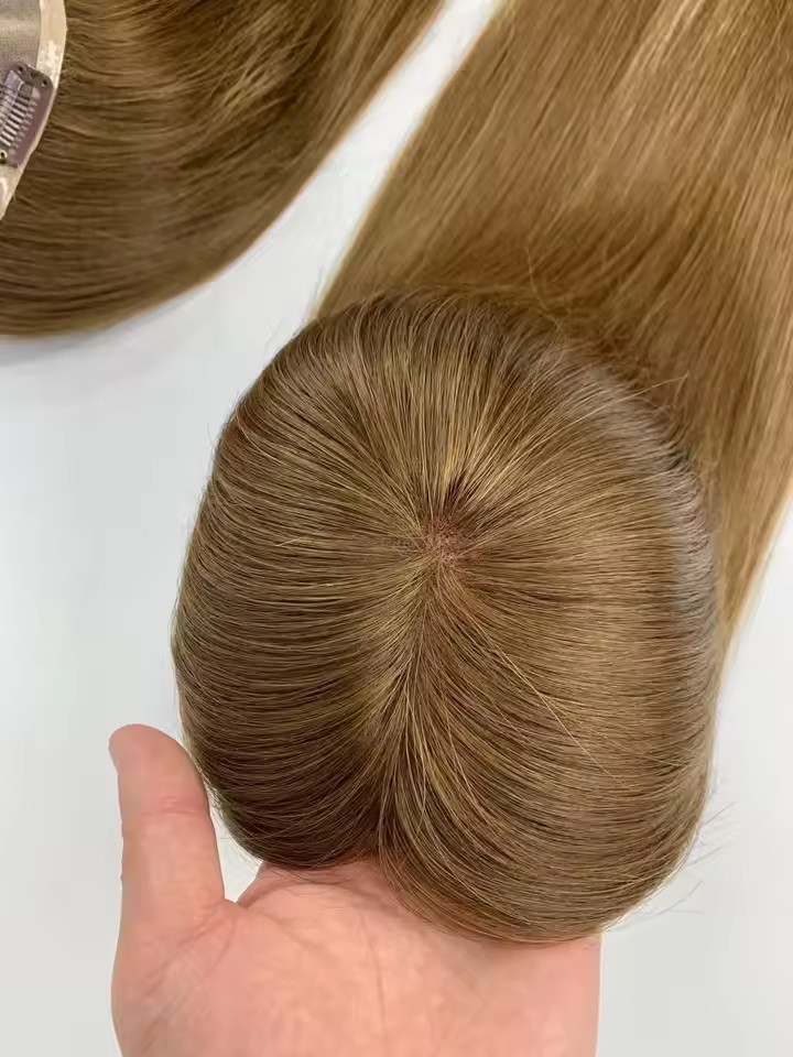 14 inch Human Hair Topper Clips Women Toupee Mono Base Virgin Human Hair 5''x5'' Monofilament Toppers For Women 14''