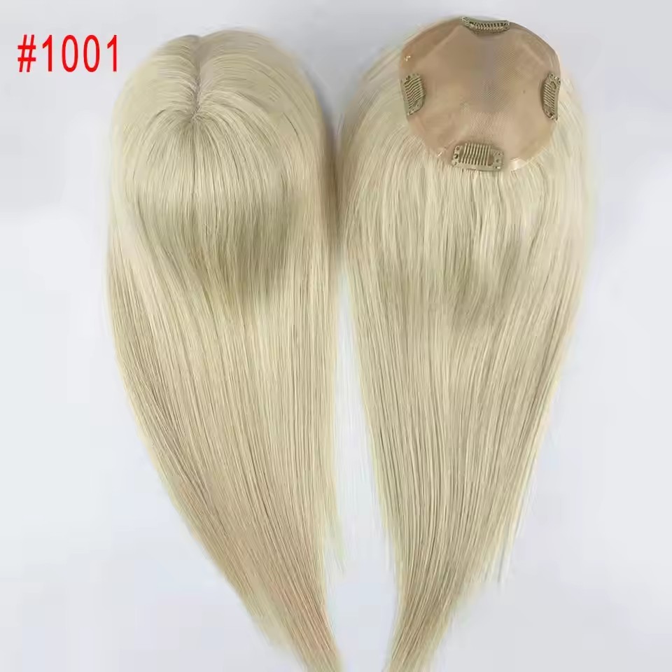 14 inch Human Hair Topper Clips Women Toupee Mono Base Virgin Human Hair 5''x5'' Monofilament Toppers For Women