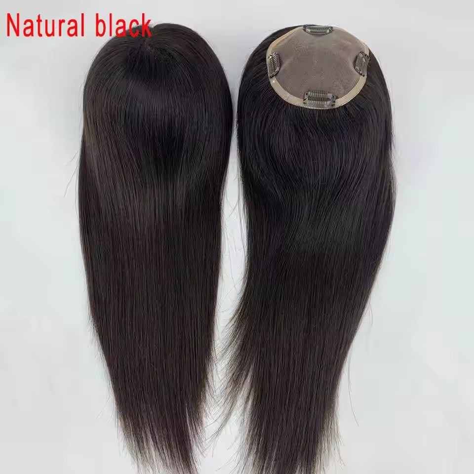 14 inch Human Hair Topper Clips Women Toupee Mono Base Virgin Human Hair 5''x5'' Monofilament Toppers For Women