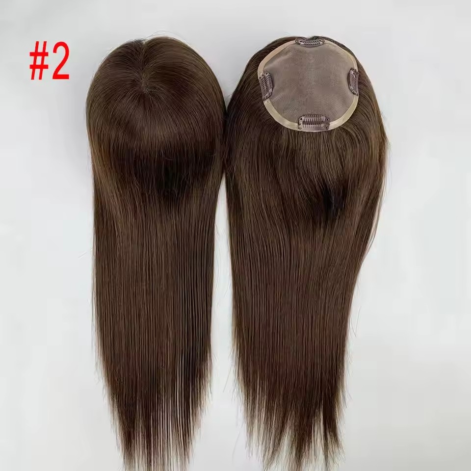 14 inch Human Hair Topper Clips Women Toupee Mono Base Virgin Human Hair 5''x5'' Monofilament Toppers For Women