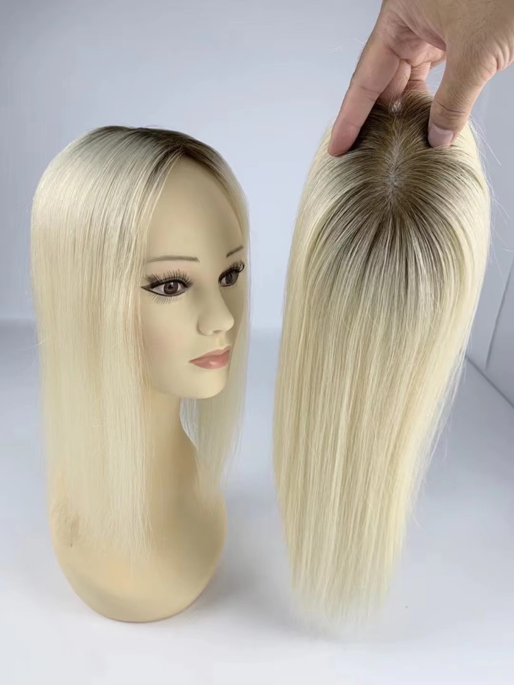 14 inch Human Hair Topper Clips Women Toupee Mono Base Virgin Human Hair 5''x5'' Monofilament Toppers For Women