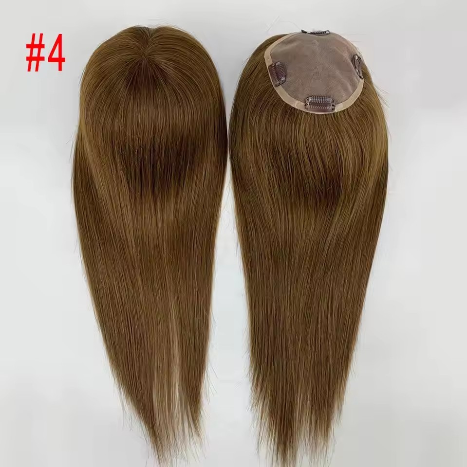 14 inch Human Hair Topper Clips Women Toupee Mono Base Virgin Human Hair 5''x5'' Monofilament Toppers For Women