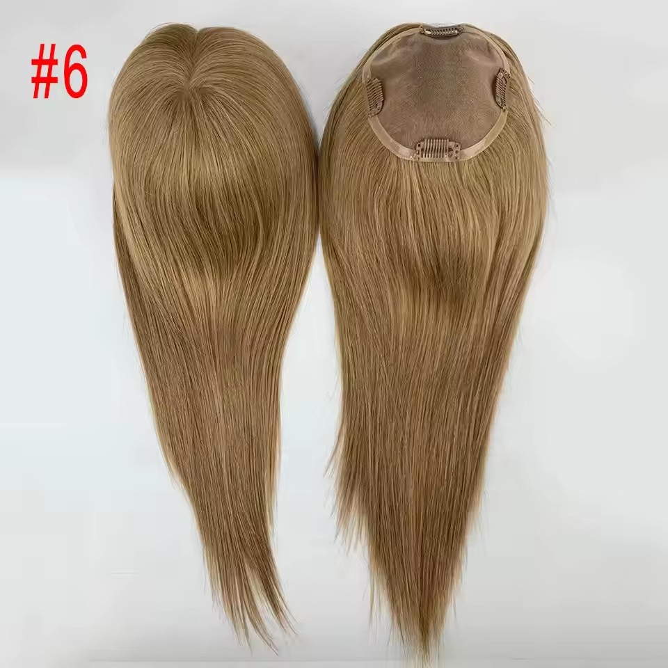 14 inch Human Hair Topper Clips Women Toupee Mono Base Virgin Human Hair 5''x5'' Monofilament Toppers For Women
