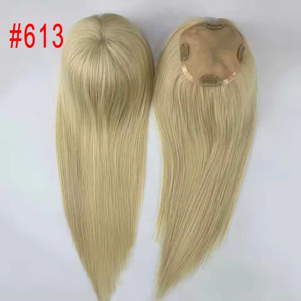 14 inch Human Hair Topper Clips Women Toupee Mono Base Virgin Human Hair 5''x5'' Monofilament Toppers For Women
