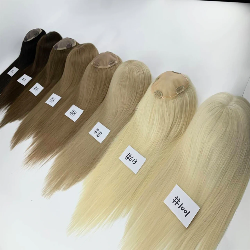 inch Virgin Human Hair Mono Topper for Women With 3 Clips Hair Topper Fine Hairpiece Natural Scalp Base