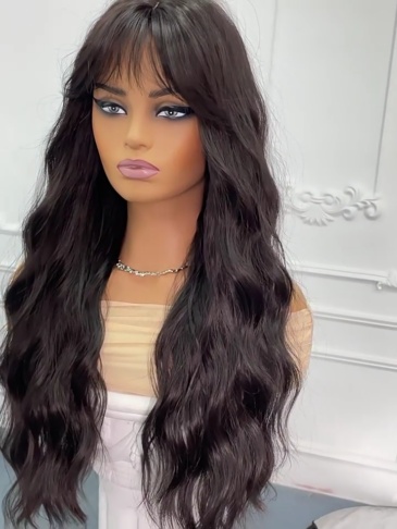 New Arrival Wigs with Bangs Water Ripple Long Curls for Women Atmosphere Wig High Quality Synthetic Heat Resistant Breathable Hair