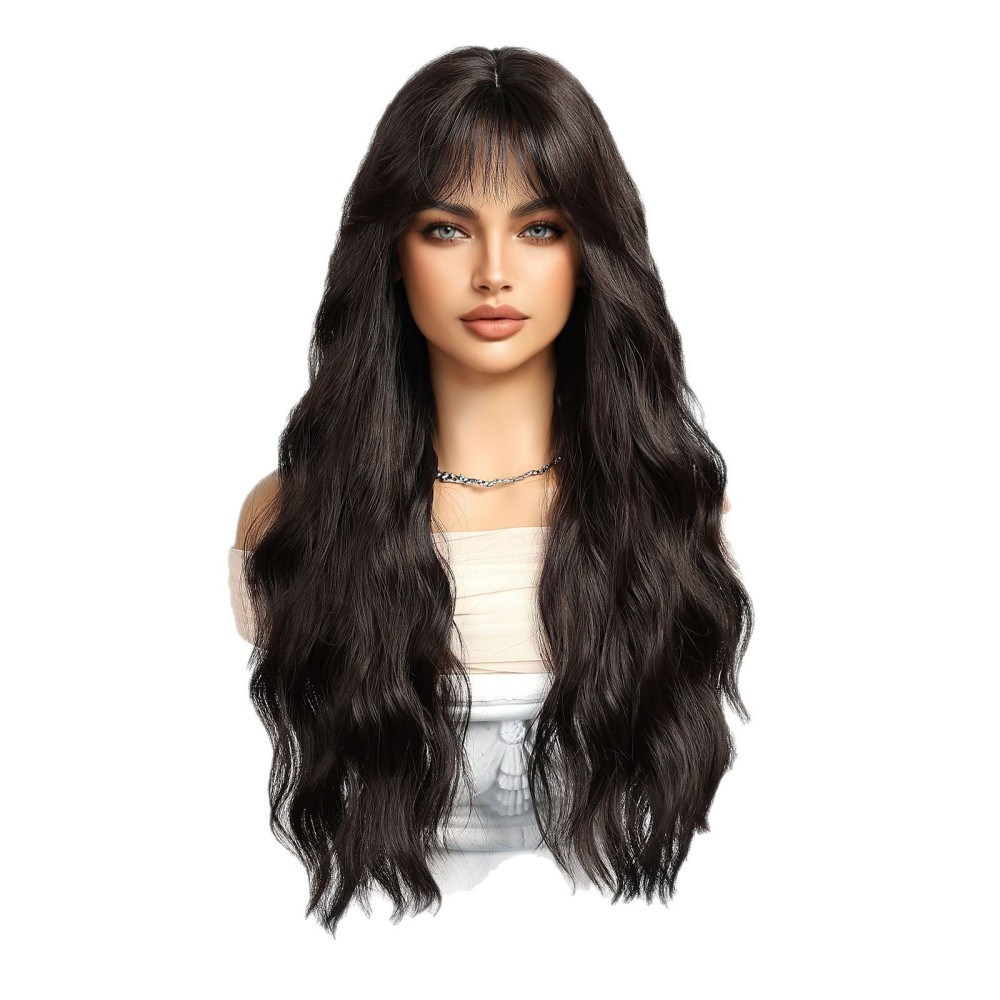 New Arrival Wigs with Bangs Water Ripple Long Curls for Women Atmosphere Wig High Quality Synthetic Heat Resistant Breathable Hair