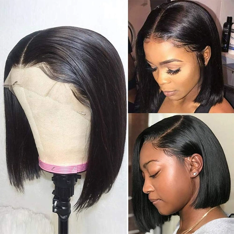 Natural 13x4 Straight Lace Frontal Bob Wig 8-14 Inches Pre Plucked 100% Real Human Hair Wigs  Straight Bob Wigs