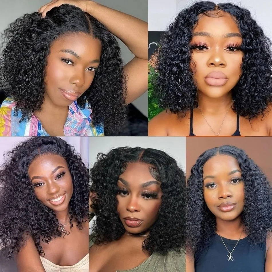 Natural Deep Wave Bob Wig Brazilian Human Hair  13x4 Lace Front Wigs ,Unprocessed Short Bob Wig ,Virgin Human Hair Wig