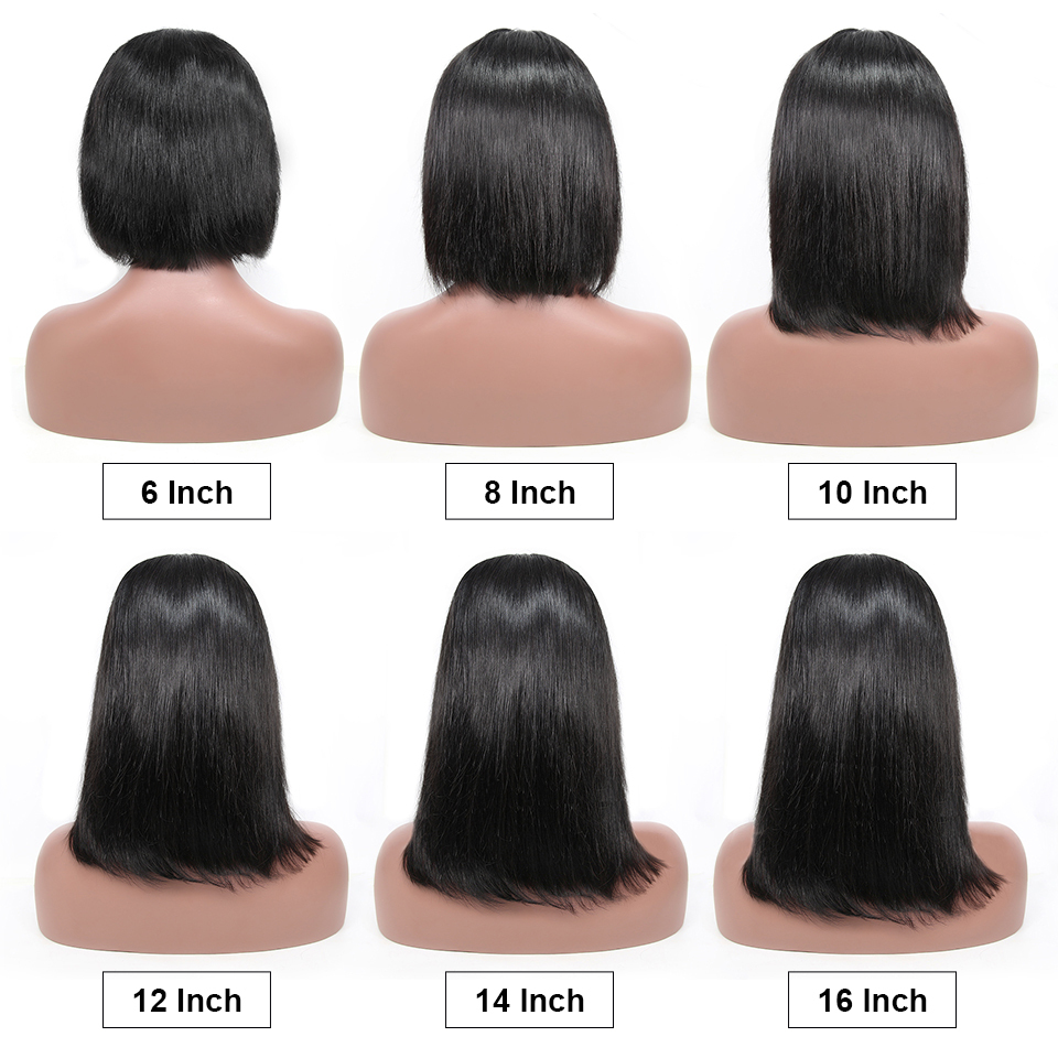 Natural black  Short Bob Wigs Human Hair Lace Front  wig Peruvian  Hair 13*4 Lace Straight Wigs For  Women Hd Lace Frontal Wigs