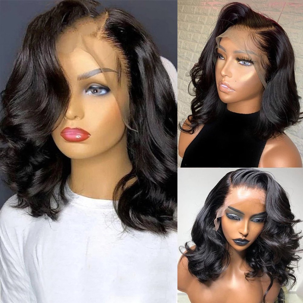 Natural Body Wave Short Bob Wig 13x4 Lace Front Human Hair wigBrazilian Remy Hair Pre Plucked With Baby Hair