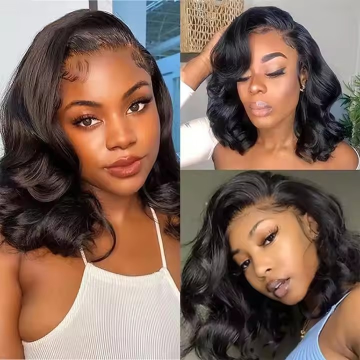 Natural black Body wave Human Hair Lace Front Wig, 13*4 Brazilian remy Human Hair Wigs