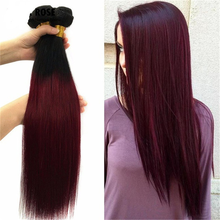 Ombre T99J  Bundles 3 Bundles  Wine Red Brazilian Unprocessed Human Hair Weave Extensions For Women