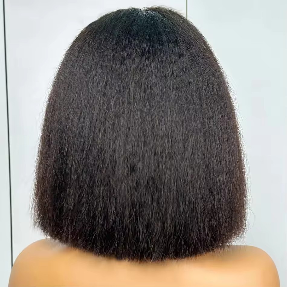 Yaki Straigt Bob Wig Glueless Lace Front Human Hair Wig For Women Kinky Straight Short Bob Ready To Wear HD Transparent Lace Wig