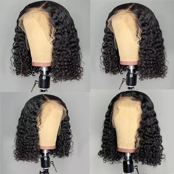Short Kinky Curly Lace Front 100% Human Hair Bob Wigs 13x4 Frontal HD Transparent Glueless Wigs For Women