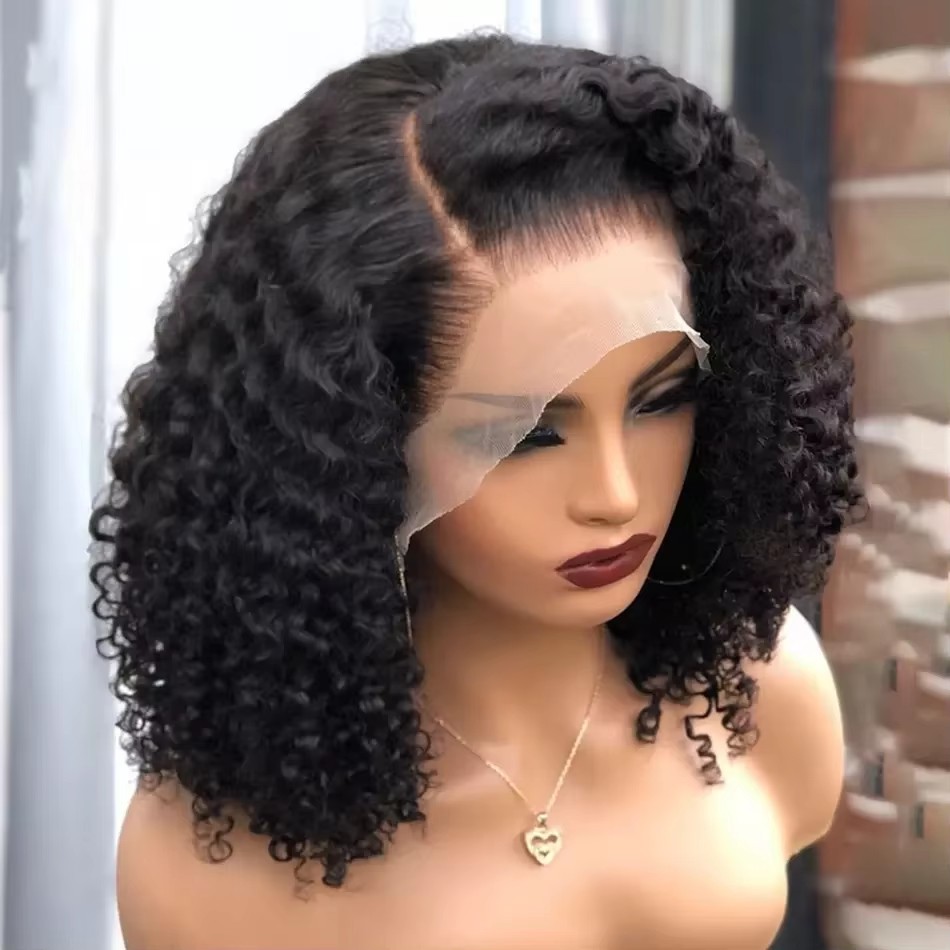 Short Kinky Curly Lace Front 100% Human Hair Bob Wigs 13x4 Frontal HD Transparent Glueless Wigs For Women