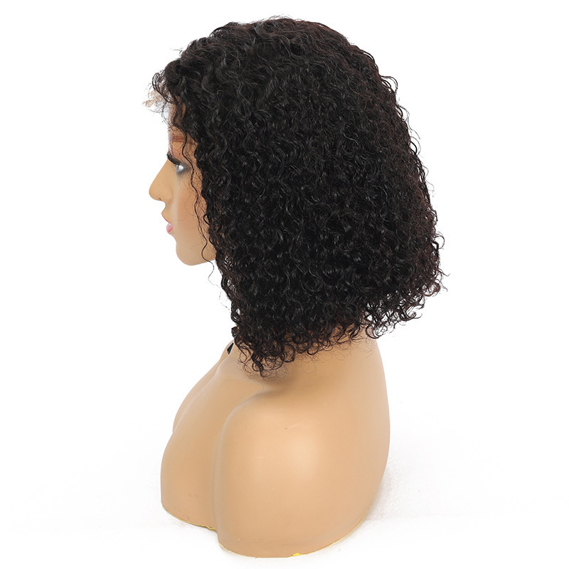 Natural Black  Water Wave Lace Wigs  4x4  Human Hair Wigs 100% Remy Natural Hair Short Lace Frontal Wigs