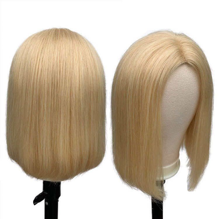 613 Blonde Short Bob Wig Transparent  4x4 Lace Front Human Hair Wigs Straight  Lace Frontal Wig