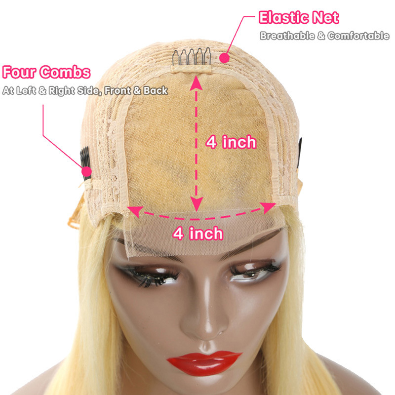 613 Blonde Wig Body Wave Wigs Human Hair 4x4 Lace Frontal Wig Transparent Lace 180% Density Lace Front Human Hair Wig