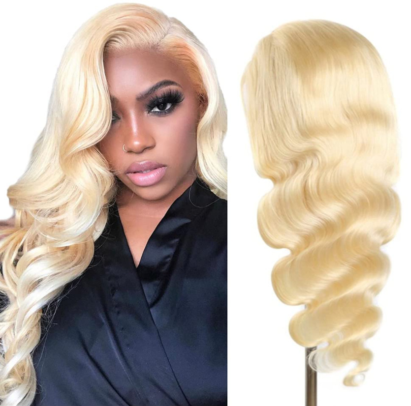 613 Blonde Wig Body Wave Wigs Human Hair 4x4 Lace Frontal Wig Transparent Lace 180% Density Lace Front Human Hair Wig