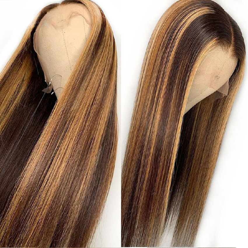 p427 Highlight Lace Frontal Wigs For Women 13x4  Honey Blonde Brazilian Glueless Ombre Straight Lace Front Wigs 100 Human Hair