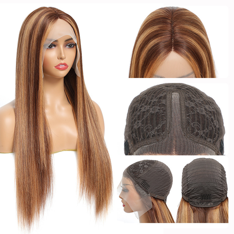 p427 Highlight Lace Frontal Wigs For Women 13x4  Honey Blonde Brazilian Glueless Ombre Straight Lace Front Wigs 100 Human Hair