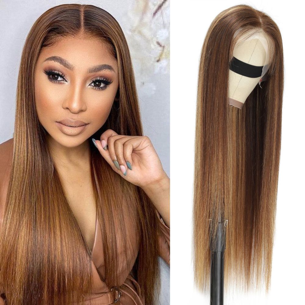 p427 Highlight Lace Frontal Wigs For Women 13x4  Honey Blonde Brazilian Glueless Ombre Straight Lace Front Wigs 100 Human Hair