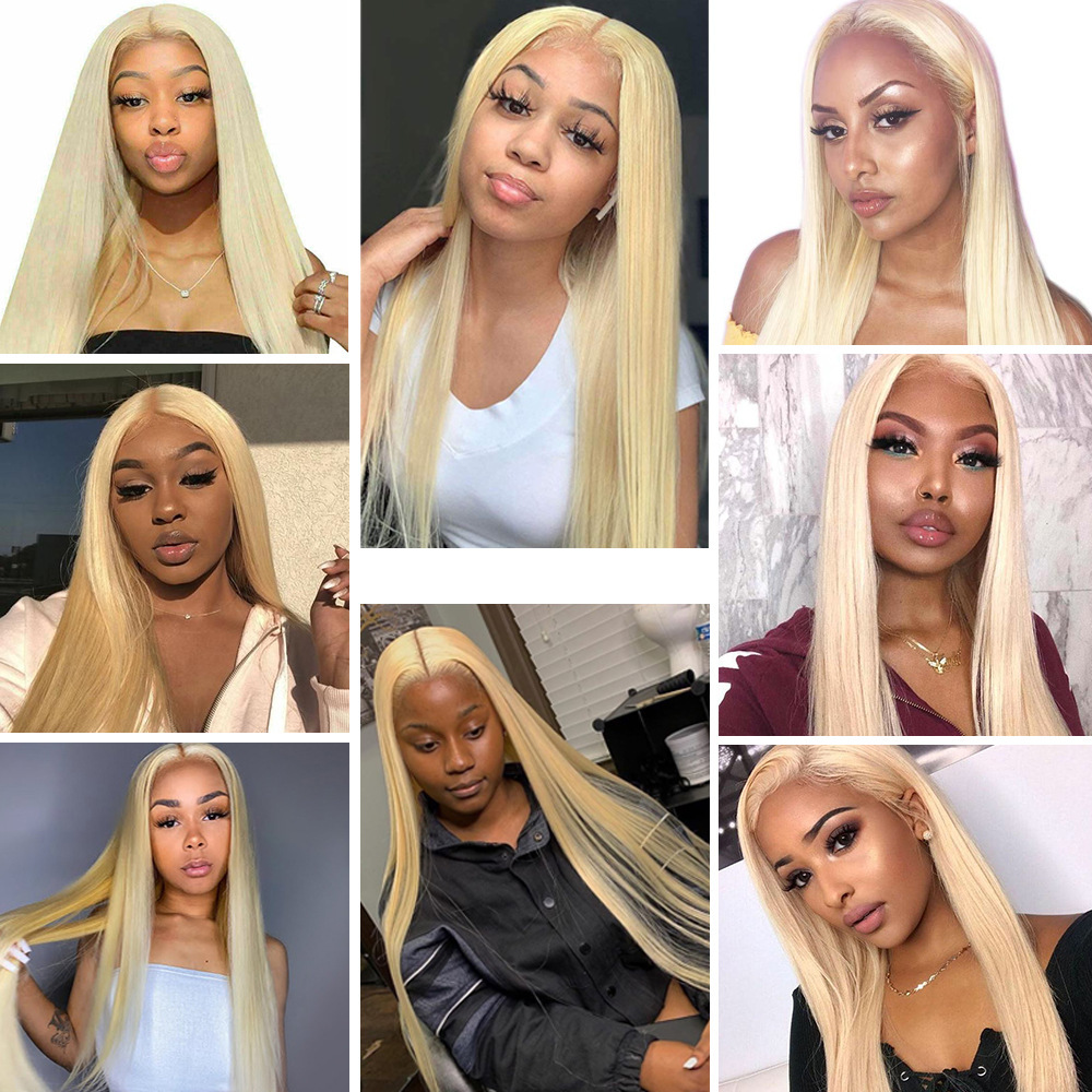 Straight 613 Blonde 13x4  Lace Front Wig Human Hair Brazilian Transparent 13x4 Lace Frontal Wigs For  Women