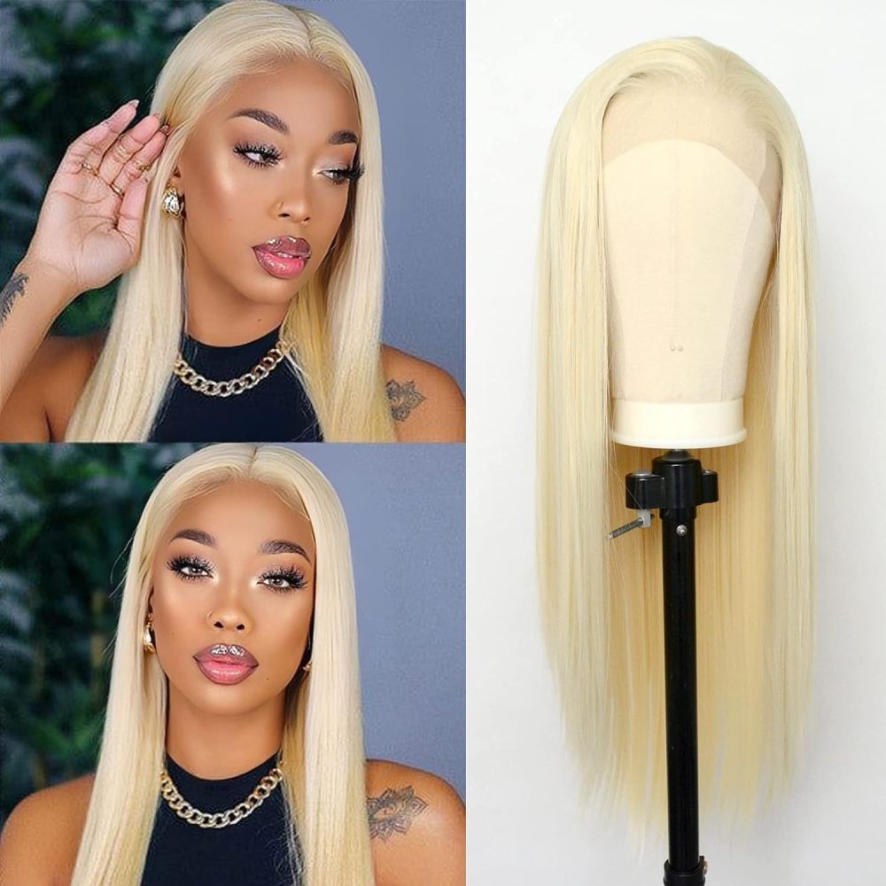 Straight 613 Blonde 13x4  Lace Front Wig Human Hair Brazilian Transparent 13x4 Lace Frontal Wigs For  Women