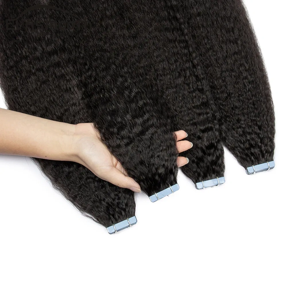 9A Natural Black Kinky Straight Tape In Extensions Human Hair for Black Women  100% Human Hair 40pcs 100gram Tape Ins