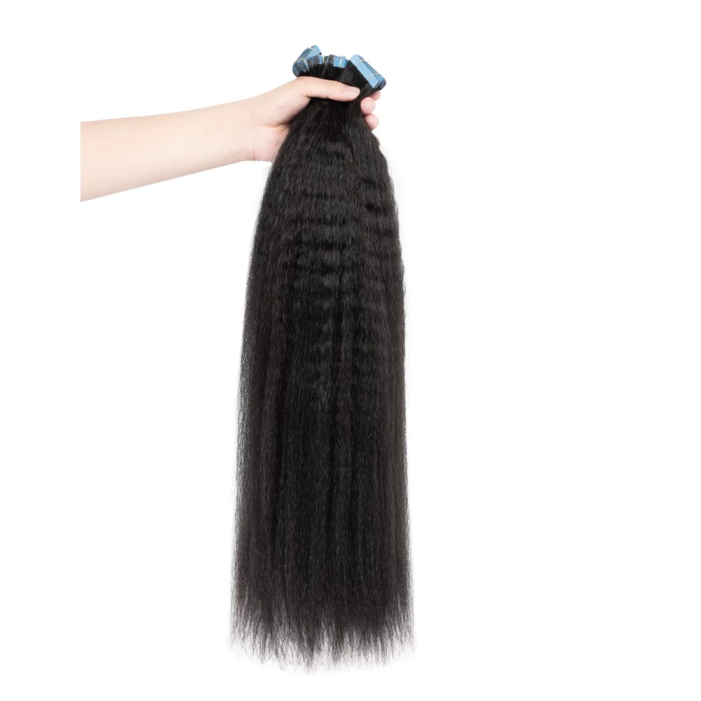 9A Natural Black Kinky Straight Tape In Extensions Human Hair for Black Women  100% Human Hair 40pcs 100gram Tape Ins
